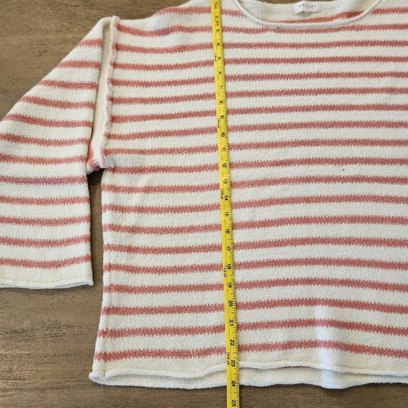 Promesa Oversized Striped Sweater Women’s Large Peachy Red White Cozy Knit - Picture 7 of 10